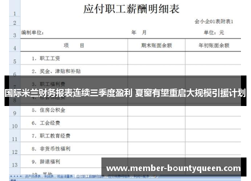 国际米兰财务报表连续三季度盈利 夏窗有望重启大规模引援计划
